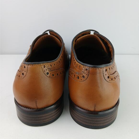 Johnston & Murphy Size 10 Henrick Wingtip Lace-up Shoe- Tan 15-3270 NEW - Picture 2 of 9